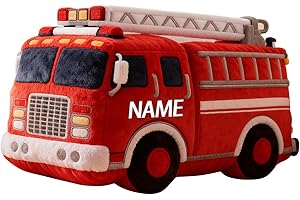 Personalized Fire Truck Shaped Pillow,Custom Name Throw Pillows for Kids Bedroom Living Room Bed Couch Sofa Chair Decor Chris