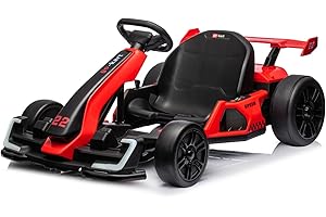 WANAN 24V Electric Go Kart for Kids, 7.5 MPH Drift Kart with 300W Motor, Drift/Sport Mode, Length Adjustment (Red)