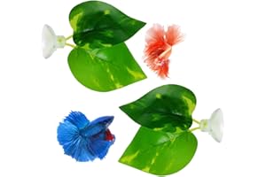 Noodoky Betta Leaf Hammock Silicone Peace Plant Accessories, Beta Fish Leaf Rest Pad Bed, Beta Tank Decorations (2-Pack)