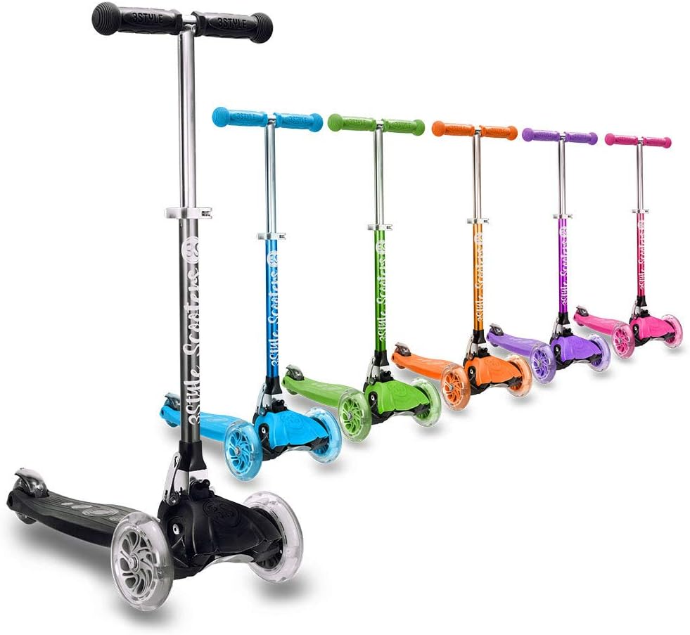 3StyleScooters® RGS-1 Little Kids Three Wheel Kick Scooter - Perfect for Children Aged 3+ Featuring LED Light-Up Wheels, Foldable Design, Adjustable Handles & Lightweight Construction -