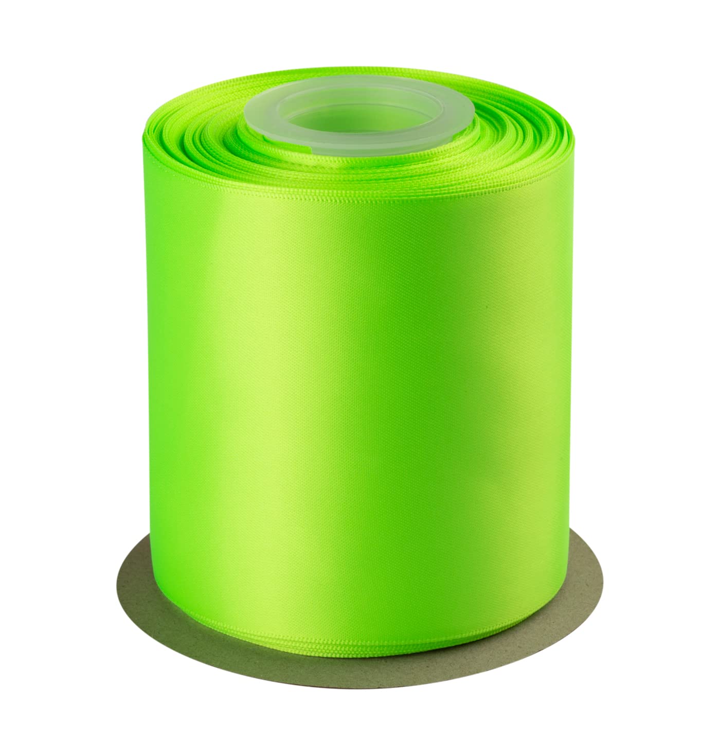 Double Faced Satin Ribbon, 100mm X 22M, Solid Polyester Craft Ribbon, Perfect for Gift Wrapping, Crafts, Wedding Party Ceremony Decoration, Floral Arrangement, Sewing (Key Lime)