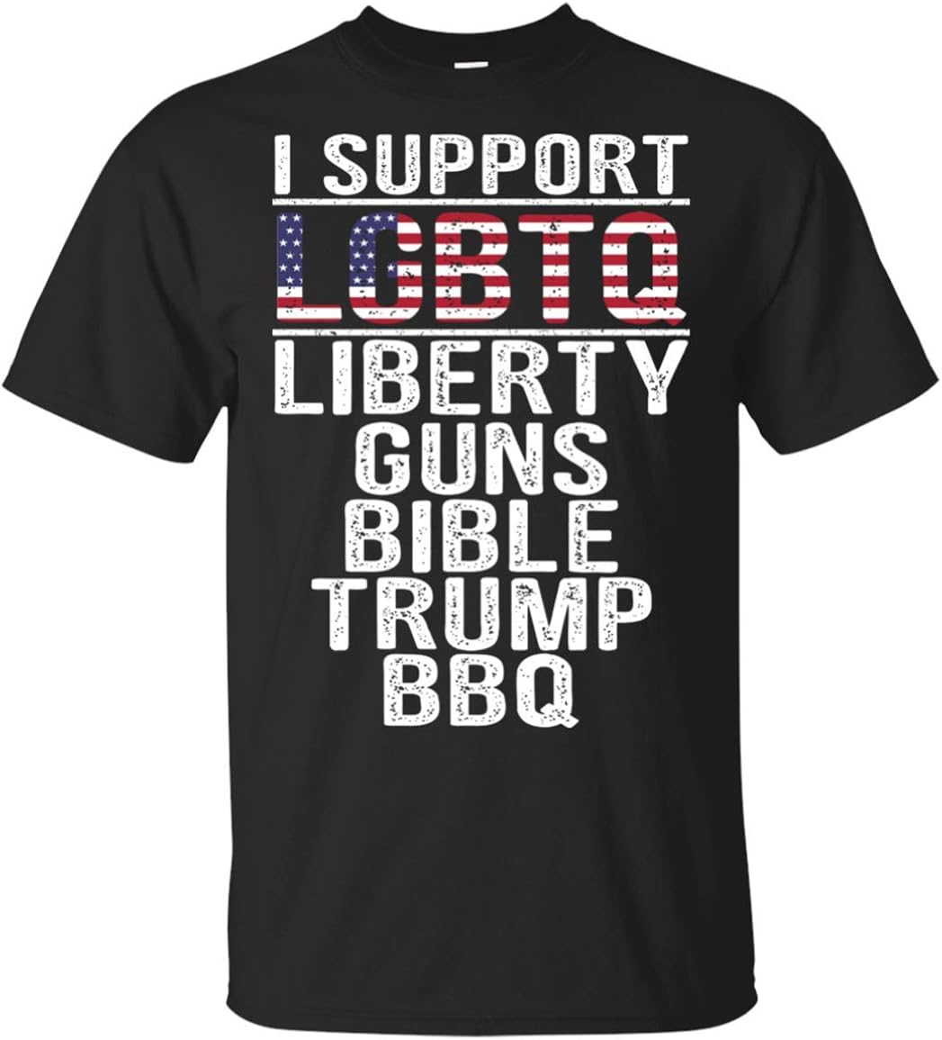 UMACVN I Support LGBTQ Liberty Guns Bible Trump BBQ Tshirt Gifts for Mens Womens