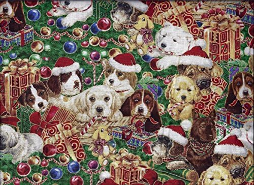 Christmas Valance Curtain Puppies Dogs