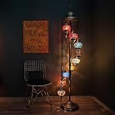 Asylove Turkish Lamp 9 Globe Mosaic Floor Lamp, Mosaic Standing Lamp, Moroccan Lamps, Floor Lamp for Decorative Home Designs Offer 5 inch Globe - Total Height 70 inch (Colormix)