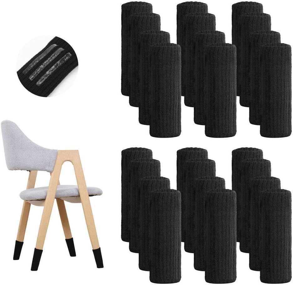 24PCS Chair Socks, Knitting Chair Leg Floor Protectors No Scratch Noise Slipping Elastic