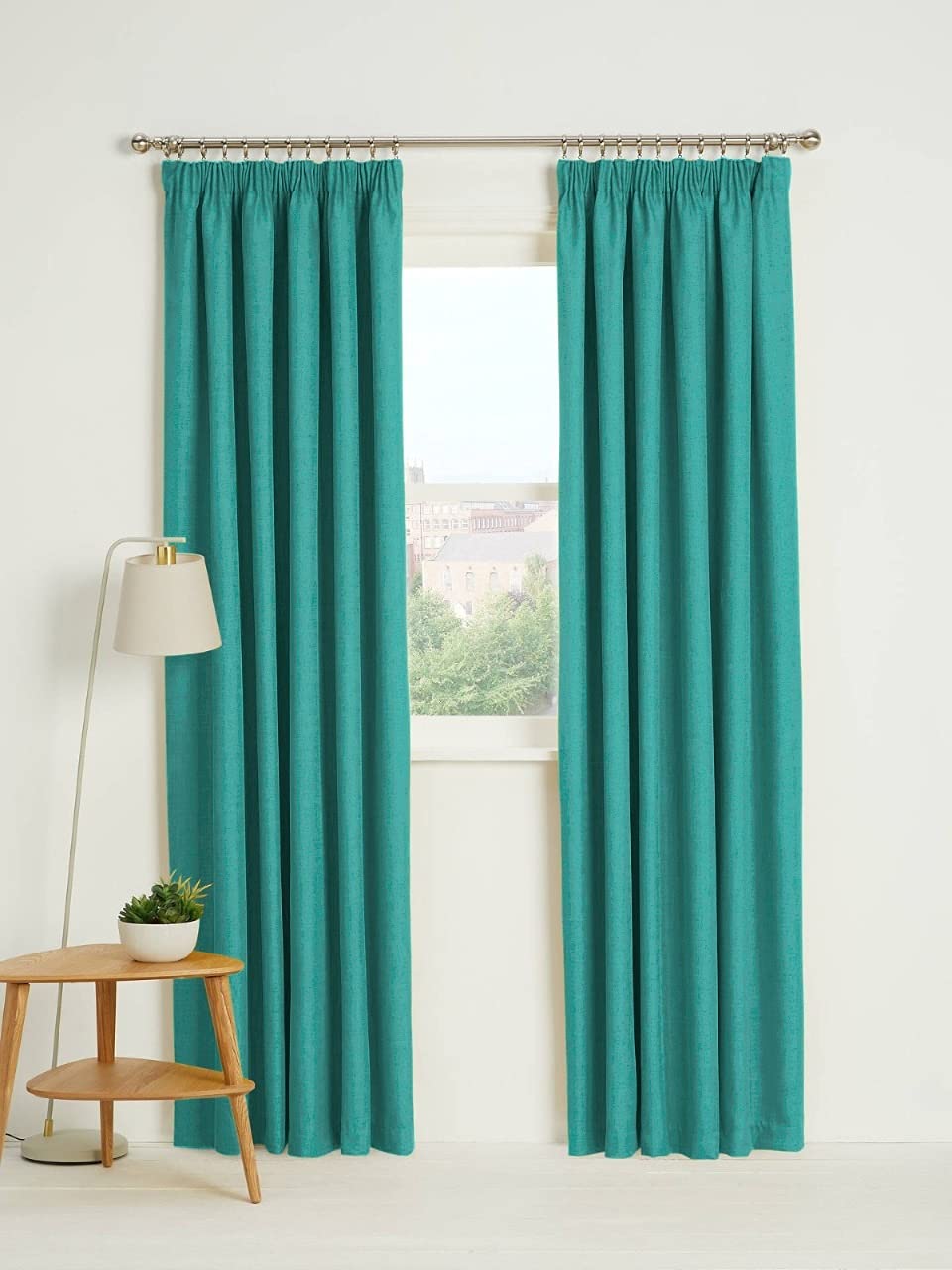 Kinfolk Textile Blackout Thermal Pencil Pleat Tape Top Insulated Pair of Blackout Curtains Including 2 Tiebacks (Teal, 66" x 54")