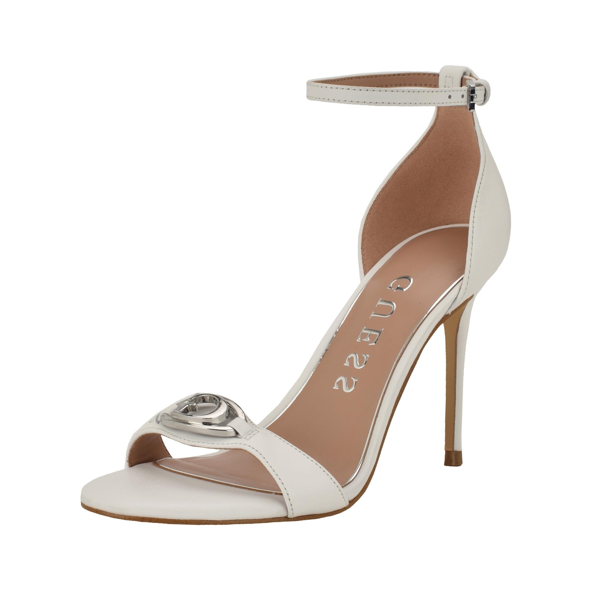 Guess Women's Kabrina Heeled Sandal, White Leather