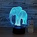 Easuntec Night Light Cute Elephant 3d Night Light Remote Control Adjustable 7 Colors Beside Lamp Help Kids Fell Safe at Night Kids Room Decor or Animal Lover Gifts Branding (Cute Elephant)