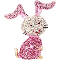 Amazon.com: Rhinestone Pink Rabbit Animal Brooch Pin for Women ...