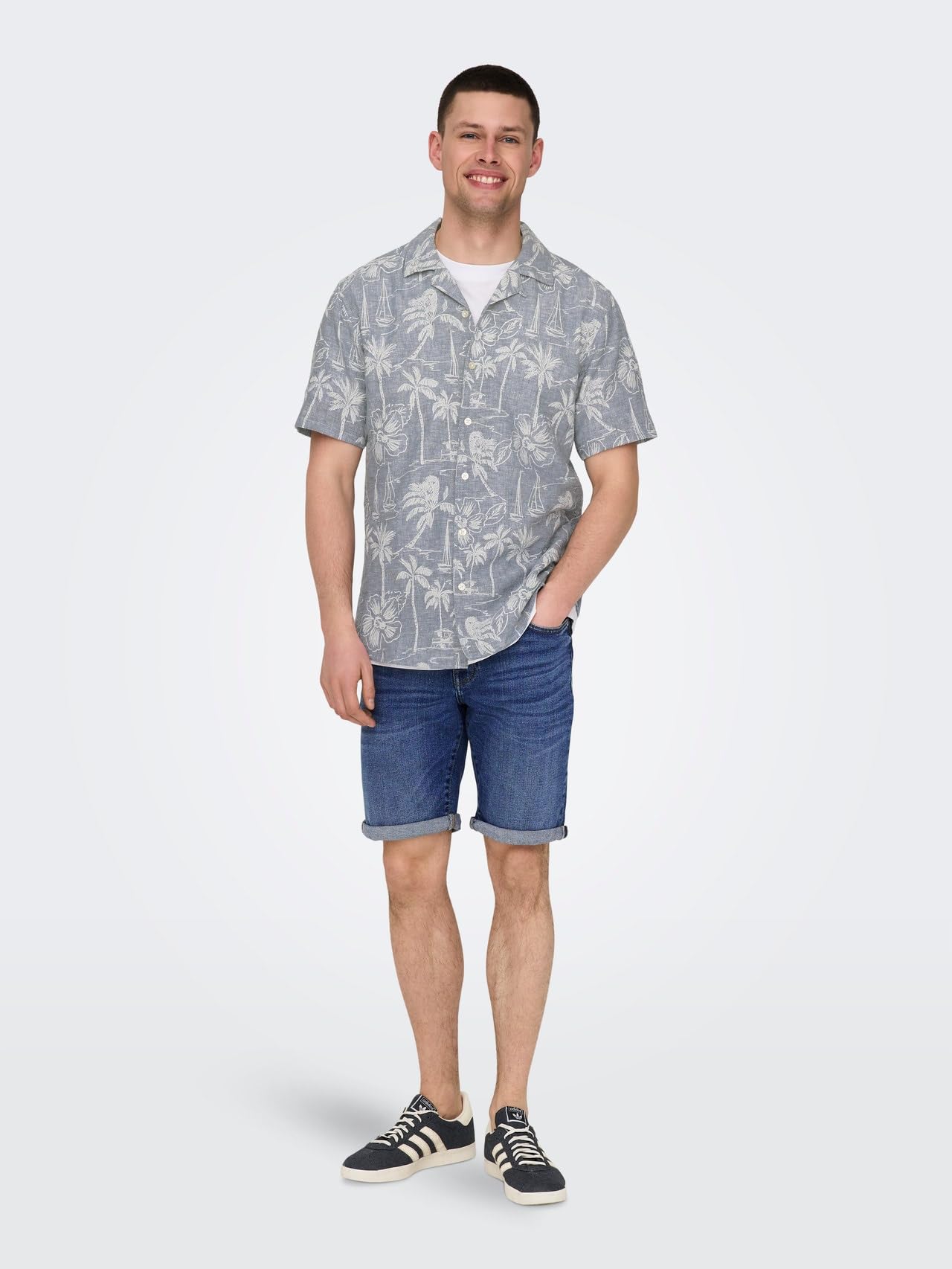 ONLY & SONS Herren Jeans Shorts ONSPly Denim Bermuda mit Aufschlag 22028773 Dark Blue Denim L 3