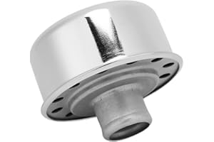 Round Push in Valve Cover Breather, Compatible with SBC SBF 327 350 302 454 502, 1 Inch Pipe for 1-1/4 Inch Hole, Chrome Plat