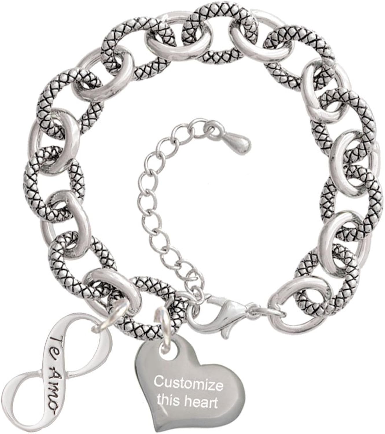 Delight Jewelry Te Amo Infinity Sign Custom Engraved Heart