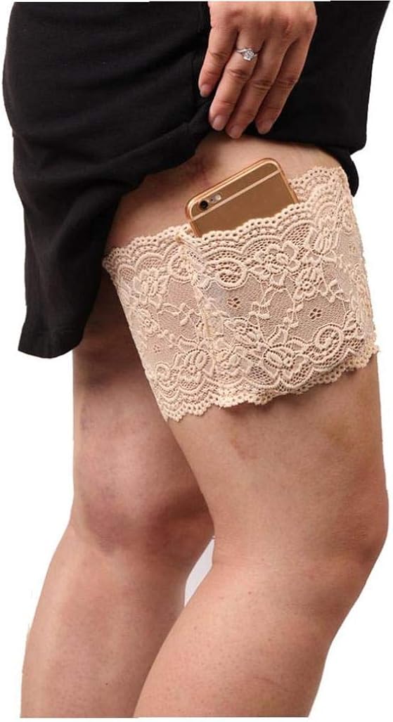 Bntand Frauen schn/üren Non-Slip Verdeckte Oberschenkelholster Oberschenkel Garter mit Fonds-Telefon Sicherheitstaschen