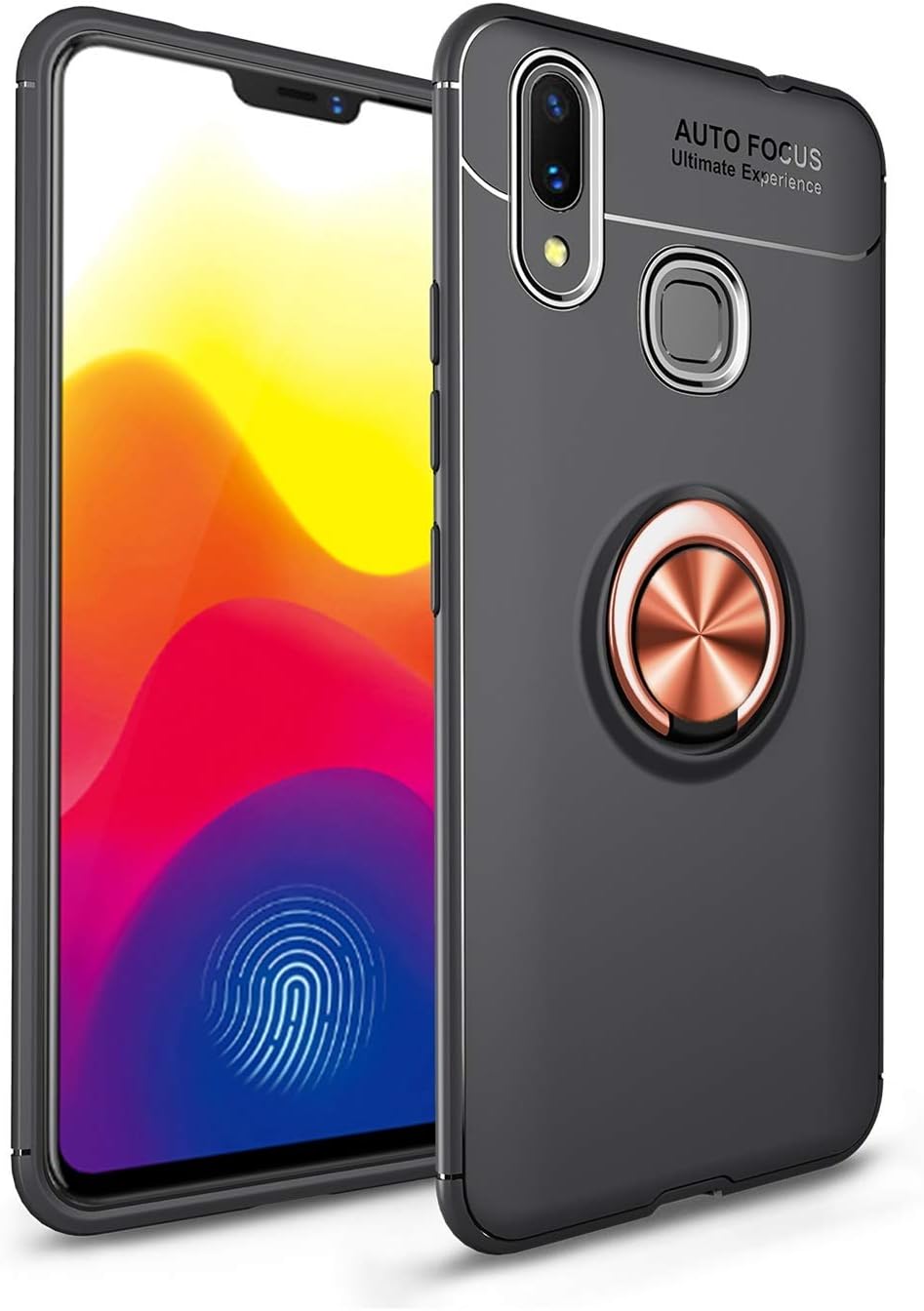 Yhuisen Xiaomi Mi Max3 Case, Shockproof Anti-Scratch Drop Soft TPU Slim Protection Case with 360 Degree Rotating Finger Ring Holder for Xiaomi Mi Max 3 (Color : Rose Gold+Black)