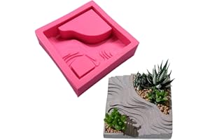 ANKTILY Terraced Field Square Concrete Flower Pot Mold Succulent Planter Silicone Mold Epoxy Resin Cement Polymer Clay Mould Candle Holder Mold