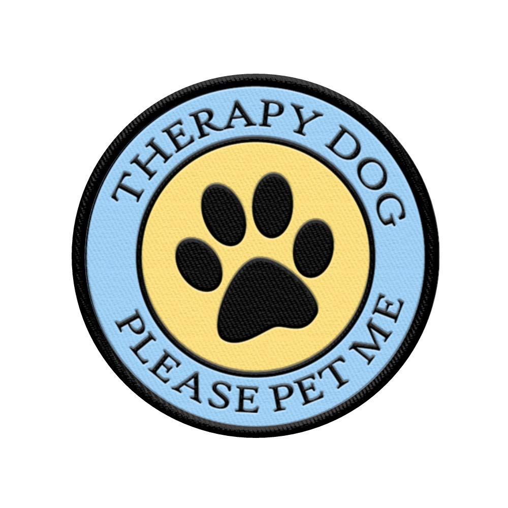 Therapy Dog - Please Pet Me Sew-On Patch with Paw Print – for Therapy Dog Vest or Harness