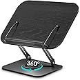 Viozon Book Stand for Reading,Book Holder, Height&Angle Adjustable, 360° Rotating Base, Foldable and Portable, Lightweight for Office, Kitchen, School Textbook, Recipe, Magazine,Kindle,Table B