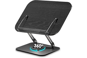 Viozon Book Stand for Reading,Book Holder, Height&Angle Adjustable, 360° Rotating Base, Foldable and Portable, Lightweight for Office, Kitchen, School Textbook, Recipe, Magazine,Kindle,Table B