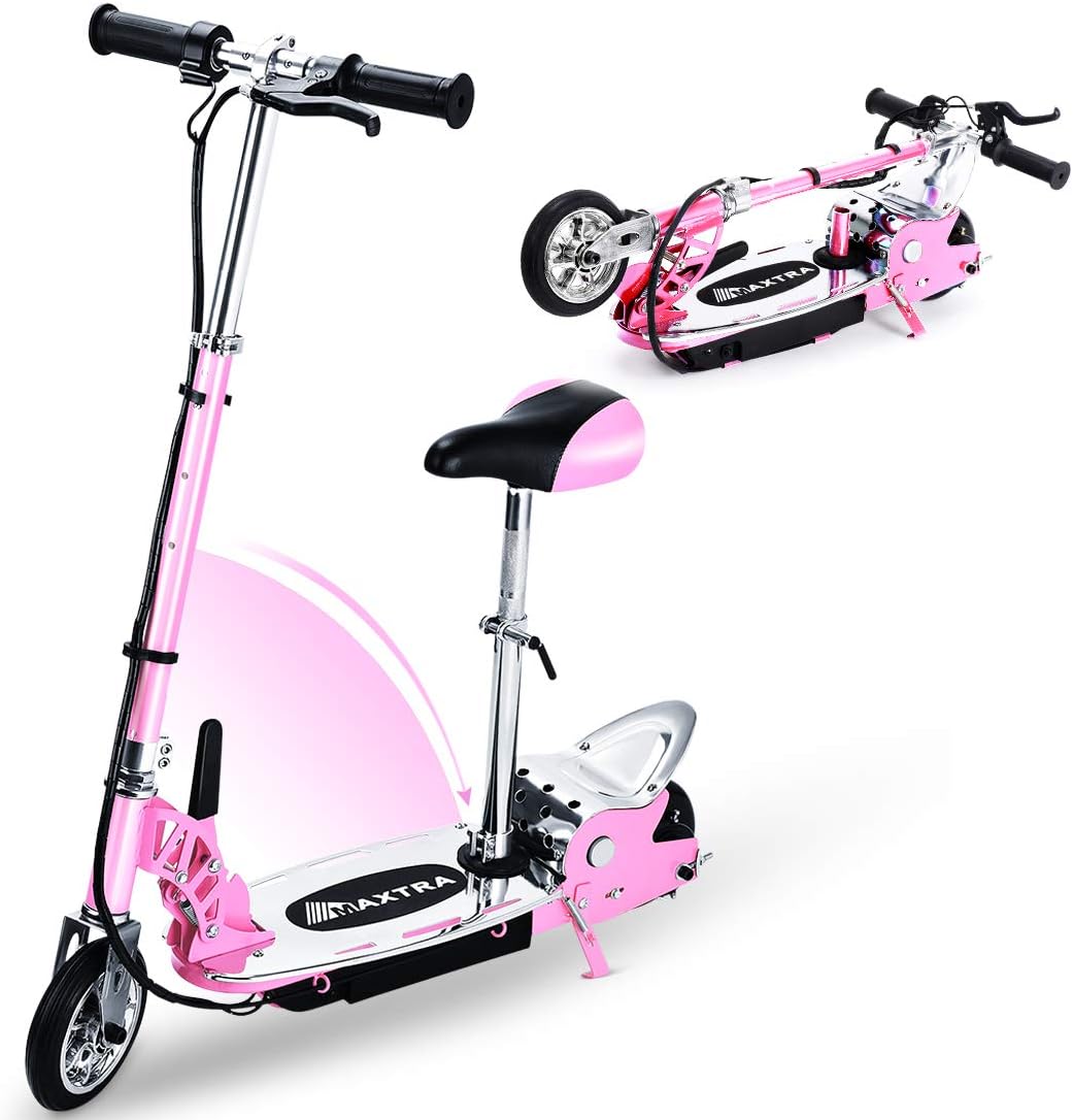Overwhelming Upgrade E120 Adjustable Handlebar Height and Seat Folding Electric Scooter with Removable Seat for Kids,177lbs Max Weight Capacity No Kick to Start Motorized Scooters, up to 10 mph
