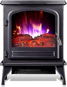 Independiente Chimenea Calentador Estufa Ajustable LED, 1000-2000W