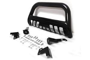 MOTORHOT Black Powder-Coated Steel Bull Bar Grille Guard Compatible With 2005 2006 2007 2008 2009 2010 2011 2012 2013 2014 2015 2016 2017 Nissan Frontier Pathfinder 2.5L 4.0L