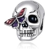 Shysnow Halloween Charms 925 Sterling Silver Skeleton Skull Pumpkin Ghost Face Witch Hat Vintage Horror Spacer Beads for Bracelets Necklaces Halloween for Women