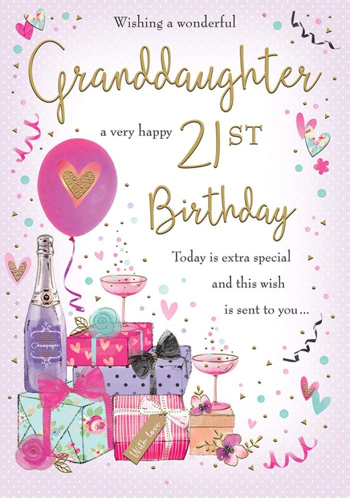 Piccadilly Greetings Traditional Milestone Age Birthday Card Age 21 Granddaughter - 10 x 7 inches