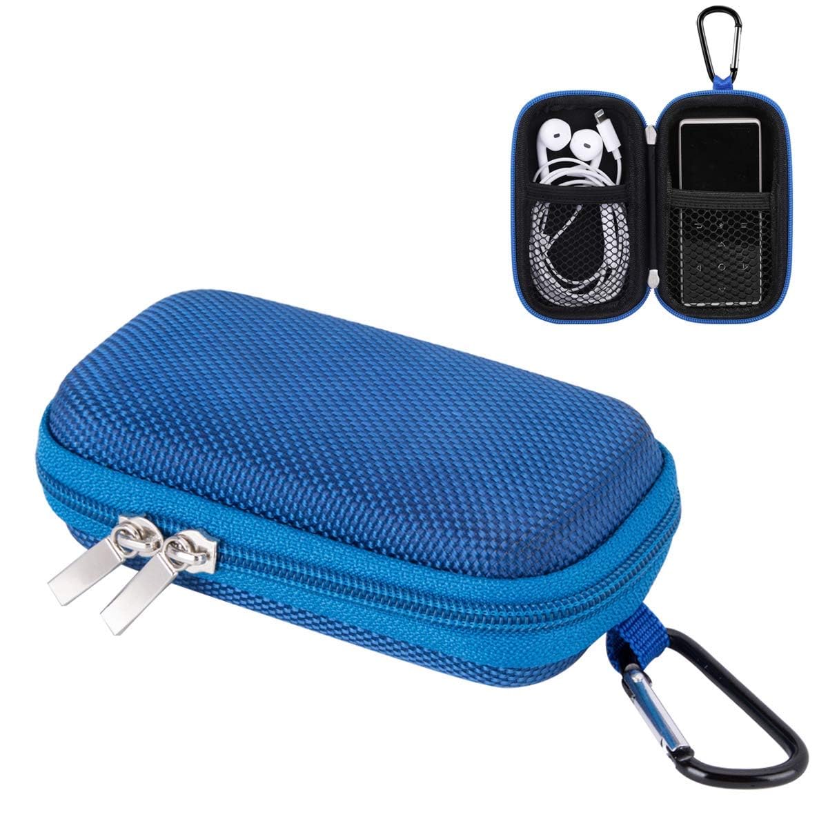 AGPTEK MP3 Player Case,Hard travel case for 1.8 inch MP3 Player ,earphones USB cable memory card U disk-Blue