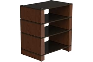 BLOK STAX 2G - 4-Shelf Collection Stereo Shelf Systems (Supports Up to 88 lbs per Shelf), Natural Walnut/Black Ash
