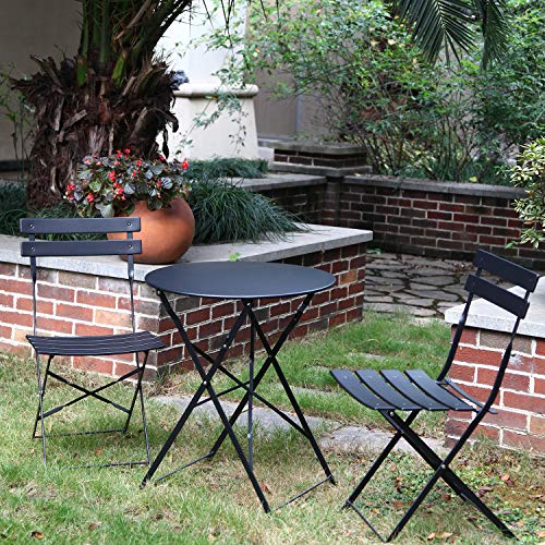Grand patio 3pc Metal Folding Bistro Set, 2 Chairs and 1 Table, Weather