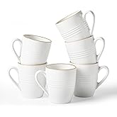 famiware Jupiter Coffee Mugs Set of 6, 13 oz Coffee Mug, Microwave and Dishwasher Safe, Coffee Cups with Handle for Coffee, Tea, Cocoa, Milk, White