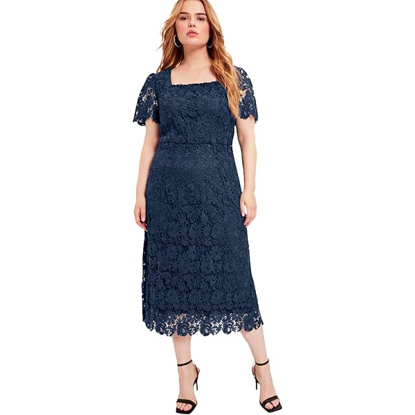 Jessica London Women's Plus Size Lace Fit & Flare Dress - 12 W, Dark  Sapphire at Amazon Women's Clothing store
