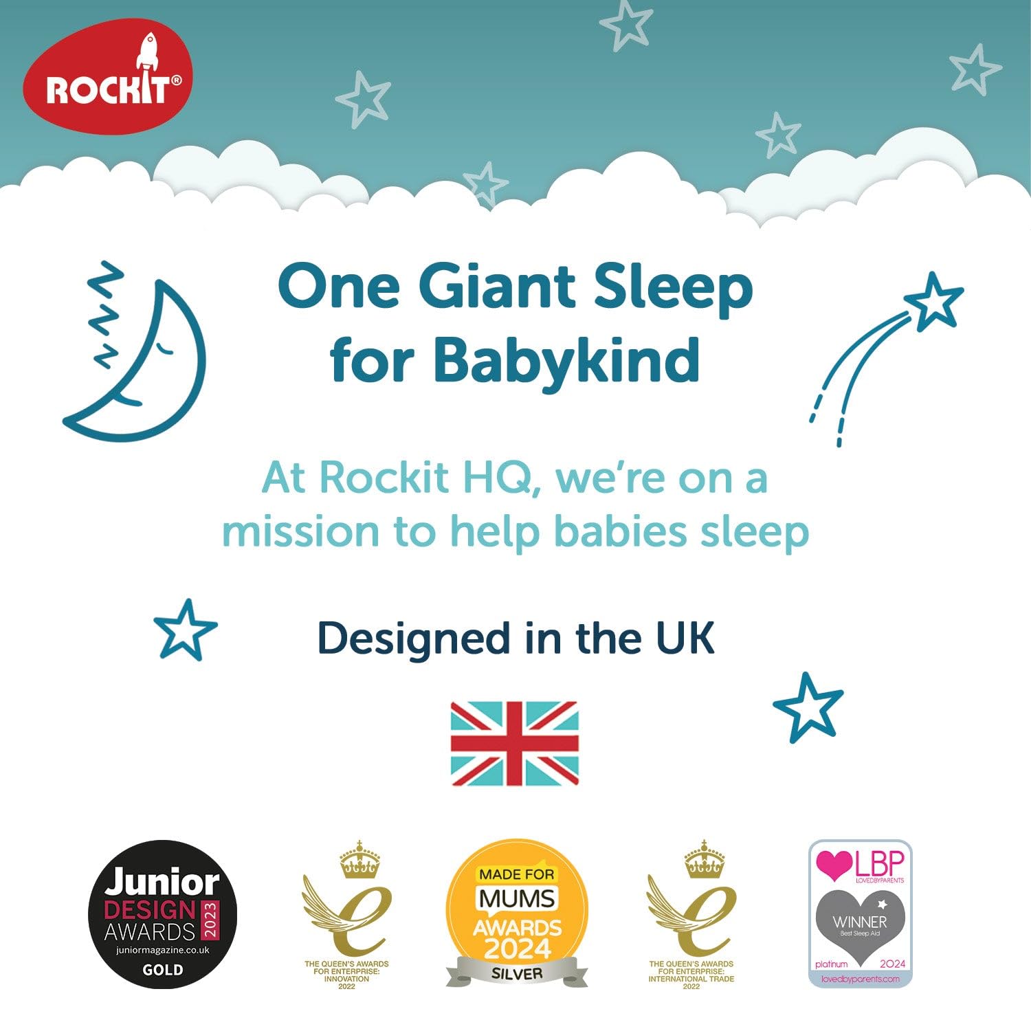 Rockit Rocker (AA Battery Version) - Baby Sleep Aid Gently Rocks Any Stroller or Buggy, Adjustable Speed with 60 Minute Timer - Fits All Pushchairs & Prams to Create a Portable Baby Bouncer