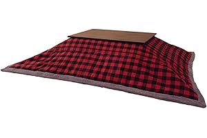 AZUMAYA KK-154RD Kotatsu Futon Rectangle Shape, Red and Black Checkered Design with Polyester Fabric Material, W90.0 x D75.0 Inches, Home and Living, Red and Black Checkered Design Color