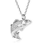 Fish Shape Cremation Jewelry for Ashes Stainless Steel Memorial Urn Necklace for Women Men Keepsake Jewelry Gift