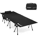 Gonex 31.5" Extra Wide Camping Cot with Leg Extenders 2 in 1 Portable Folding Cot for Adults Height Adjustable Supports 350lbs Sleeping Bed for Backpacking Travel Beach Home (Black)
