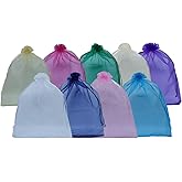 Ankirol 50pcs Sheer Organza Favor Bags 12 X 16 INCH Extra Large Organza Drawstring Bags 10 Colors (mix)