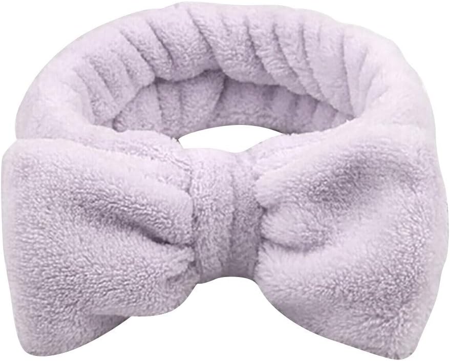Goldweather Bowknot Headbands for Women Coral Fleece Elastic Hair Band Washing Face Hairlace