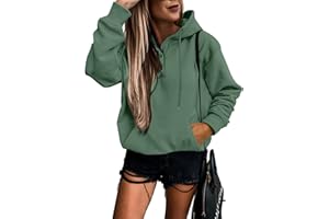 SHEWIN Women's Casual Hoodies Long Sleeve Solid Lightweight Pullover Tops Loose Sweatshirt with Pocket