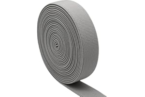 RYDOWENNA Sewing Elastic Band 1-Inch by 5-Yard Gray Colored Double-Side Twill Woven Elastic