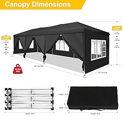 TOOLUCK Canopy 10x30 Pop Up Canopy Tent with 8