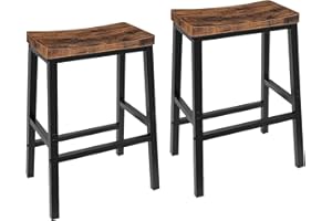 HOOBRO Bar Stools, Set of 2 Bar Chairs, Saddle Stools, Kitchen Counter Stools with Footrests, Industrial Stools for Dining Ro