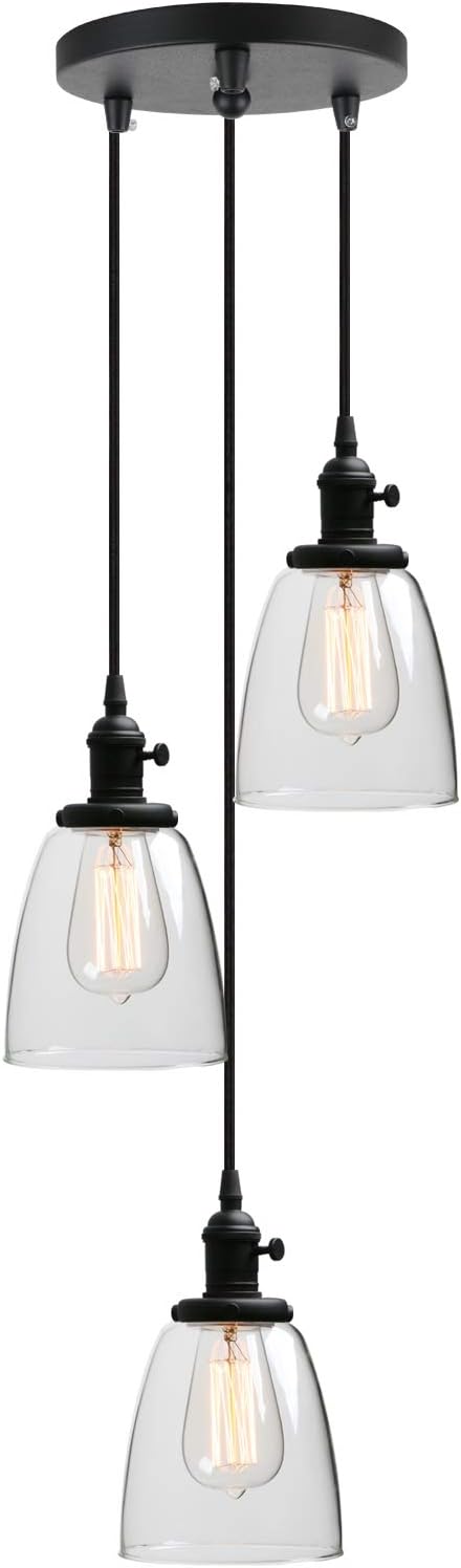 Phansthy Retro Industrial Pendant Lights with Clear Glass Shade