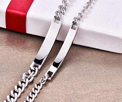 Matching Couple Stainless Steel Bracelets - His & Hers Gift Set With Gift Box