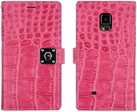 Note Edge Crocodile Synthetic Leather [Wristlet] [7 Card Pocket] Case - Premium Crocodile PU Leather Case Magnetic Lock For Galaxy Note Edge N9150 (Pink)