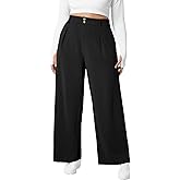 Eytino Womens Plus Size Wide Leg Pants Elastic High Waisted Casual Work Pants Lounge Trousers with Pockets (1X-5X)