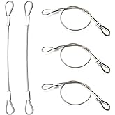 Stainless Steel Cable with Loops, Vinyl Coated Wire Rope Lanyard Lock Security Chains for Outdoor Gates, Stage Lighting, Luggage Lock Wire Rope with Loops 2mm Thickness 12inch Length - 5 Packs