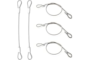 PUSNMI Stainless Steel Cable with Loops, Vinyl Coated Wire Rope Lanyard Lock Security Chains for Outdoor Gates, Stage Lighting, Luggage Lock Wire Rope with Loops 2mm Thickness 12inch Length - 5 Packs