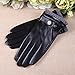 Men's Texting Touchscreen Winter Warm Sheepskin Leather Daily Dress Driving Gloves Wool/Cashmere Blend Cuff (8, Black (Cashmere&Woo Blend Lining))