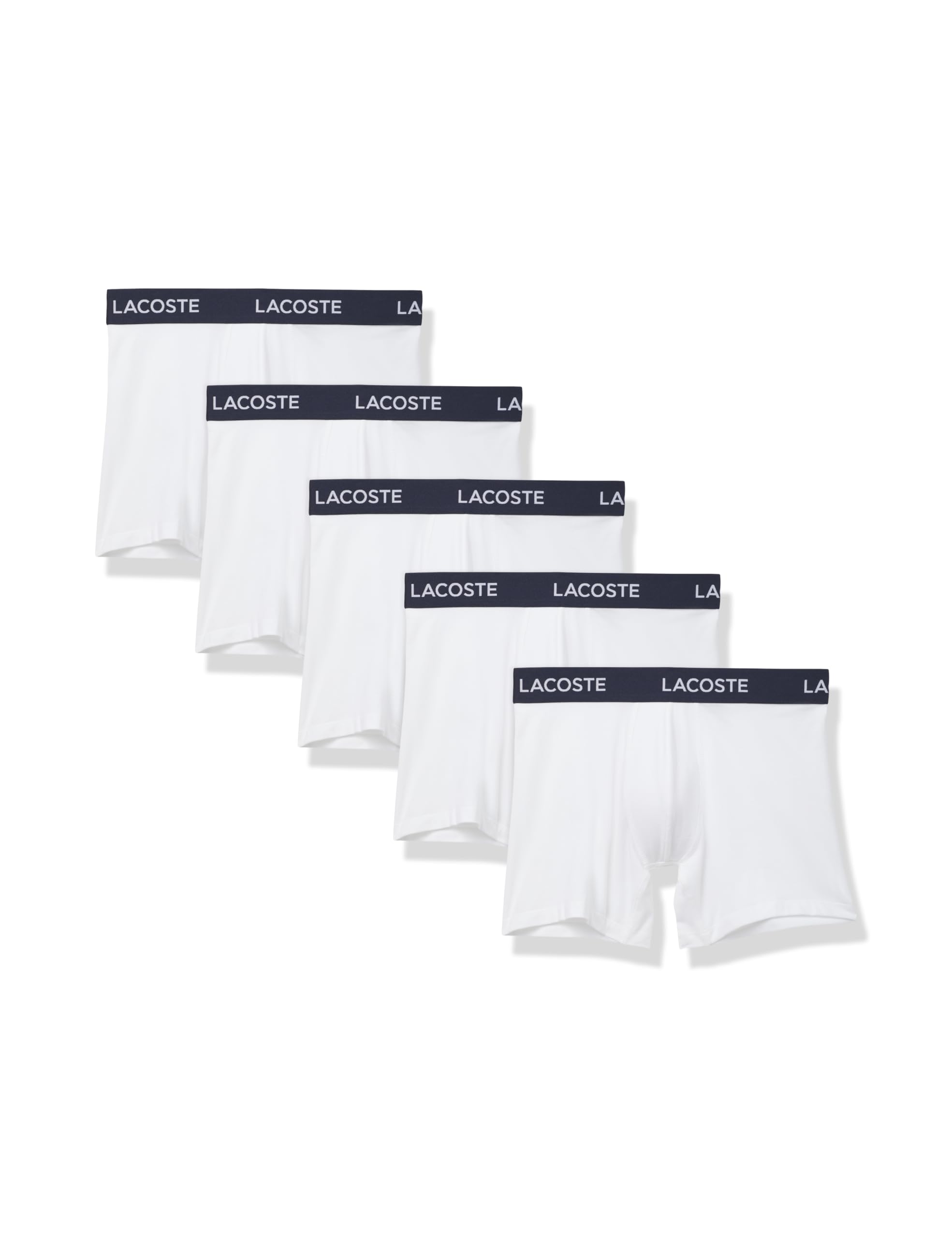 Lacoste Mens Cotton Stretch Essentials Boxer Briefs, 5-Pack, White, X-Small Image Lacoste Mens Cotton Stretch Essentials Boxer Briefs, 5-Pack, White, X-Small Image